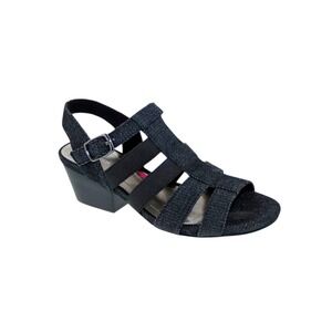 Ros Hommerson Wish Dark Denim Caged Block Heel Sandals Blue Womens 7.5N‎  Narrow